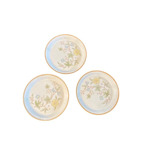 Set x 3 MCM Vintage Nitto Heather Stone Ware Laurel 9616 Japan 8" Salad Plates